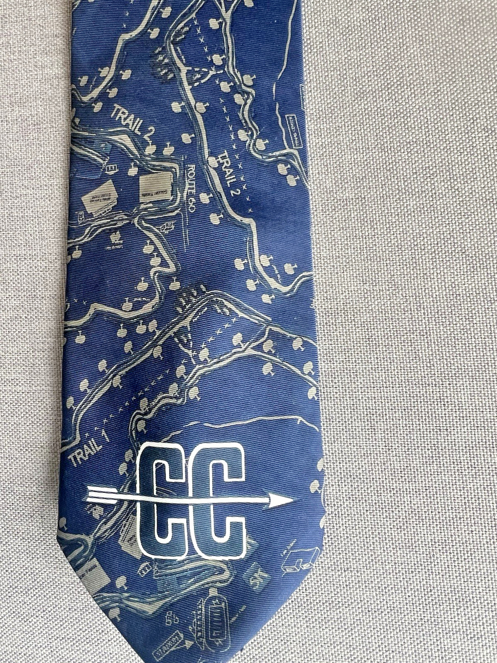 Wild Ties Mens Vintage Blue Necktie Route 60 Scenic Trail with CC logo direction